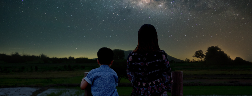 Mother & Son looking at stars