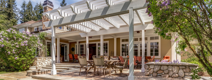 Patio with white pergola