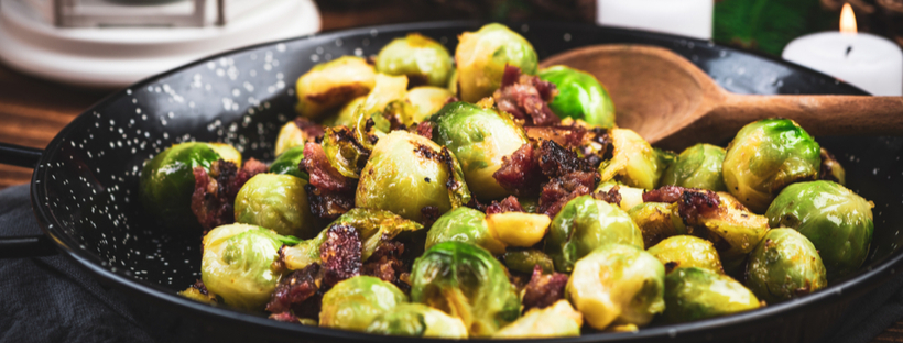 Fried Brussels Sprouts with bacon