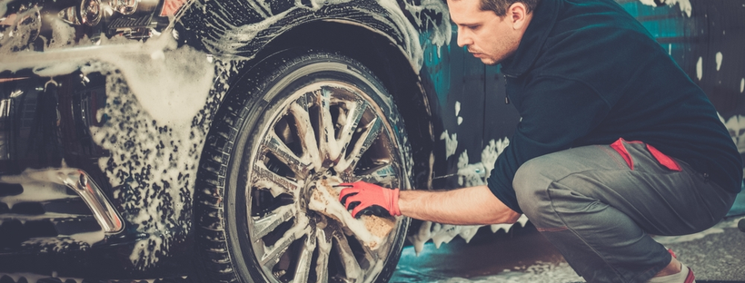 Man washing car